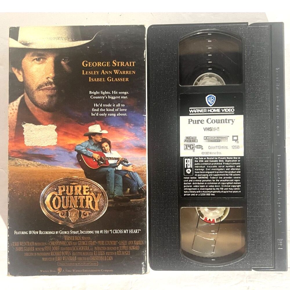 Pure Country VHS 1993 Tape George Strait Movie Cross My Heart VTG Western Music